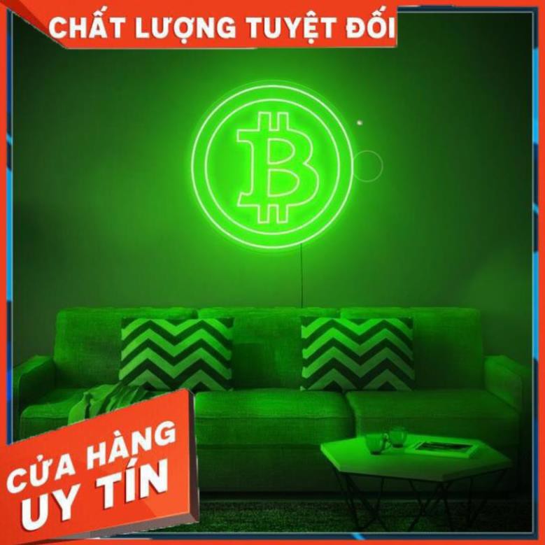 Đèn Decor [ HÀNG XUẤT KHẨU ] Đèn trang trí Led neon sign | HÌNH BITCOIN | Sử dụng điện 12V