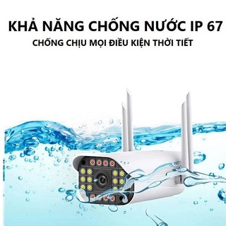 Camera yoosee, ngoài trời 4 râu, 20 đèn,xoay 360°đàm thoại 2 chiều - Camera yoosee thân xoay ban đêm có màu | BH 1 đổi 1