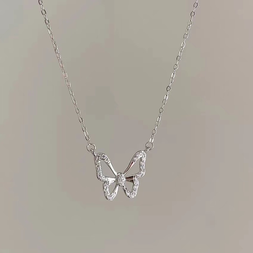 Dây Chuyền Mặt Nơ Đính Đá Phong Cách Thời Trang Nhật Hàn