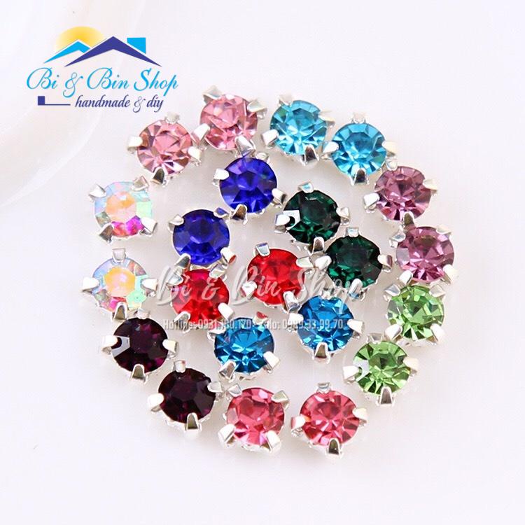 30 Viên Đá Đế 4 Chấu S50-10mm Hạt Pha Lê Đính Kết Trang Phục Thời Trang, Làm Phụ Kiện - Bi &amp; Bin Shop