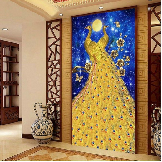 Tranh thêu chữ thập Phu Thê viên mãn E87 kt 50x90 cm THÊU KÍN