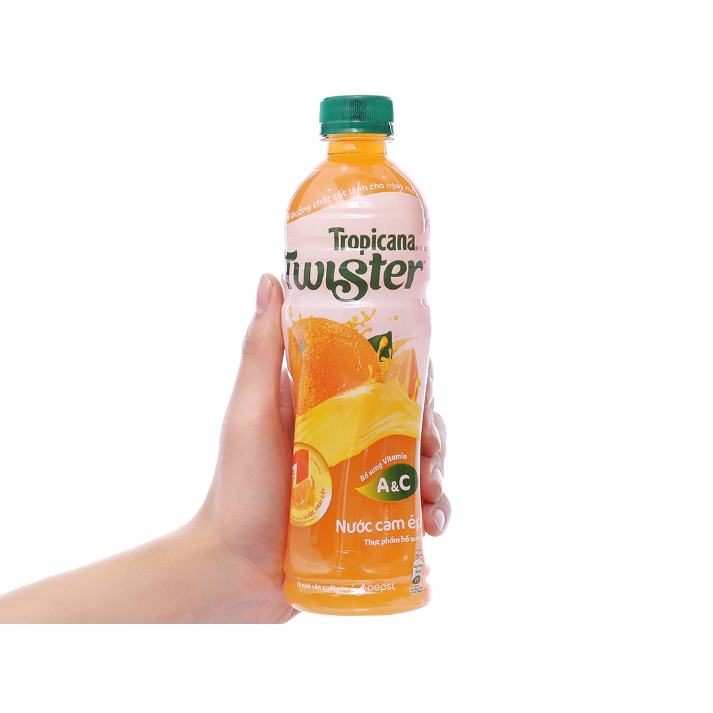 Lốc 6 Chai Nước Cam Ép Twister Tropicana Chai Nhựa 455ml Date Luôn Mới