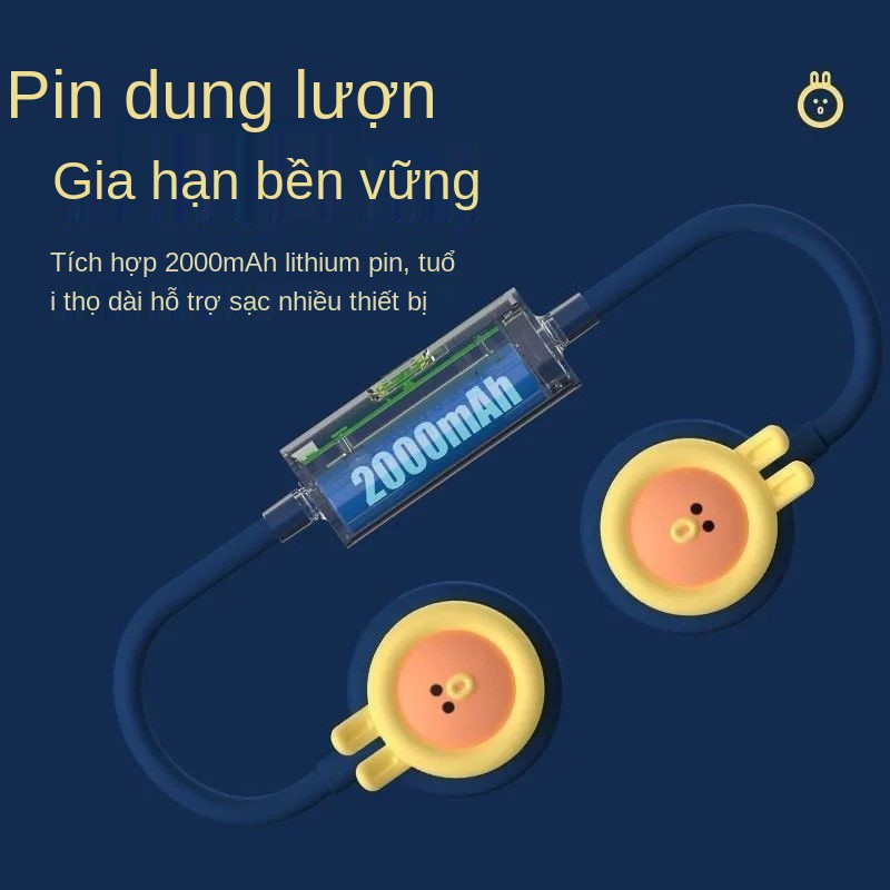 Quạt treo cổ mini cầm tay ngoài trời im lặng, học sinh văn phòng ký túc xá, USB sạc