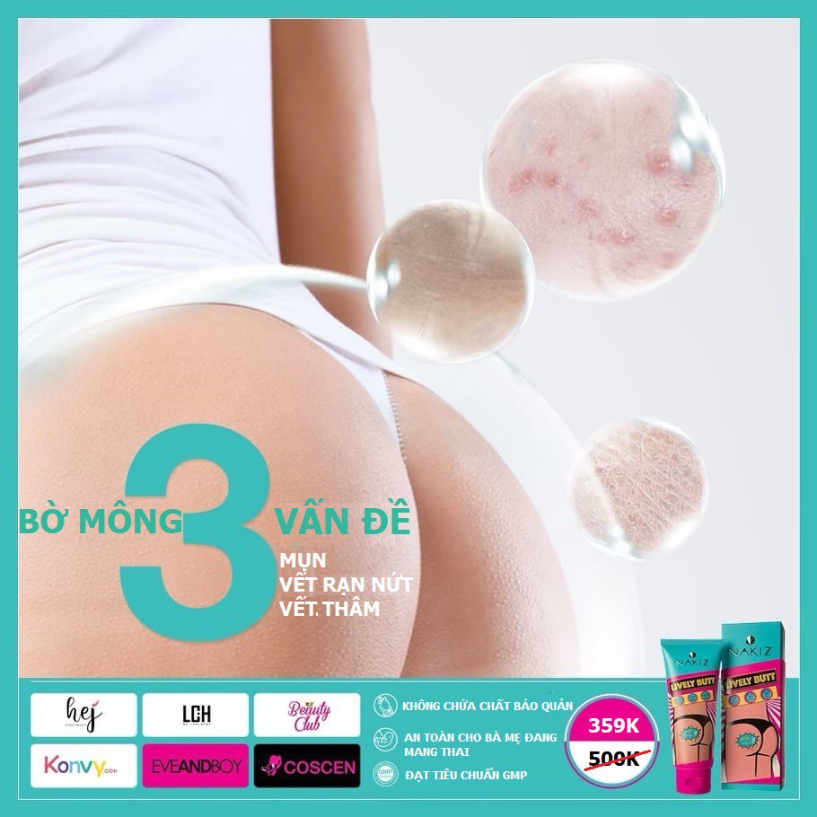 lô hàng nhanh NAKIZ LIVELY BUTT 〡 Kem thoa thâm, mụn Mông, Bẹn, Nách, Lưng, Nhũ hoa, Cùi chỏ, Đầu gối .... Thái Lan | BigBuy360 - bigbuy360.vn