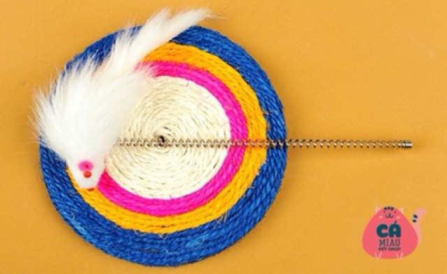 Bàn cào mèo có chuột lò xo, cho mèo mài móng , xả stress