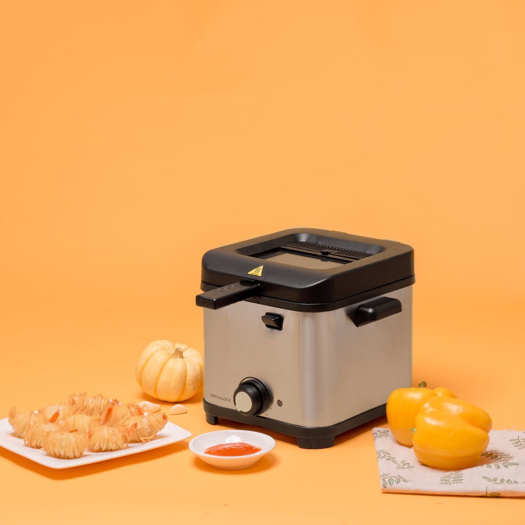 Nồi Chiên Ngập Dầu chính hãng Lock&Lock EJF716SLV , BH 12 tháng, chiên gà rán, mực, tôm, nem siêu giòn