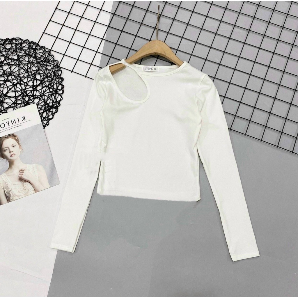 Áo khoét vai chất thun tăm co dãn tốt hai màu vanmiushop