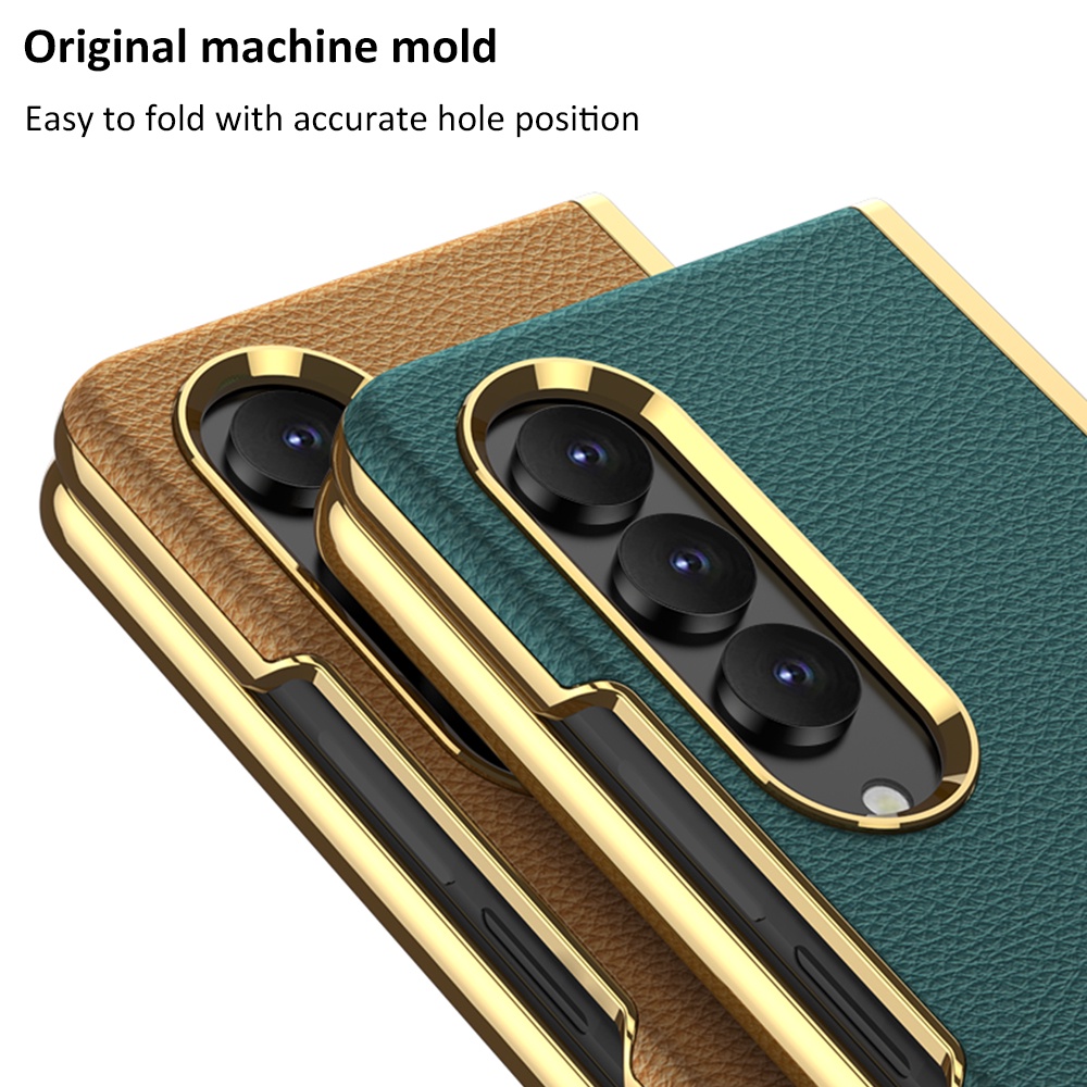 HOCE Ốp Điện Thoại Da Màu Trơn Viền Cong 3D Sang Trọng Cho Samsung Galaxy Z Fold 4 5G Z Fold4