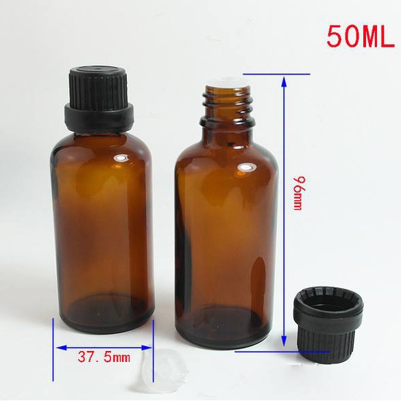 Chai Đựng Tinh Dầu  Màu Hổ Phách Nắp Giọt Nút Nhựa Cứng Cáp 50ml - lọ chiết tinh dầu