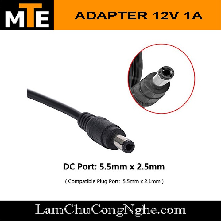 Nguồn adapter 12V 1A jack DC 5.5 * 2.1 mm