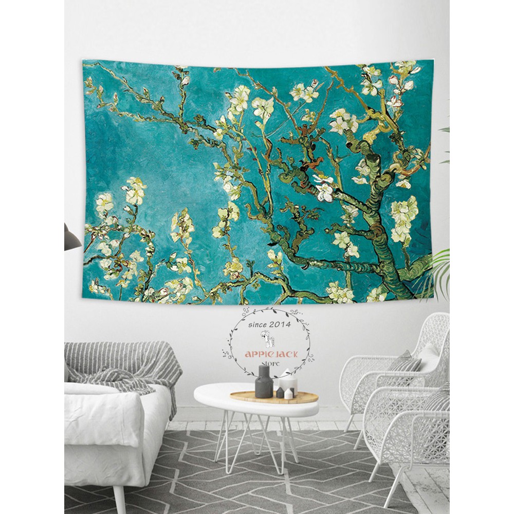 [ĐẸP - SẴN] Vải treo tường Decor phòng hot nhất - tranh phong cảnh Van Gogh (TẶNG kèm 01 bộ móc treo 10k)