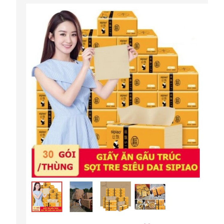 Giấy ăn gấu trúc sợi tre siêu dai