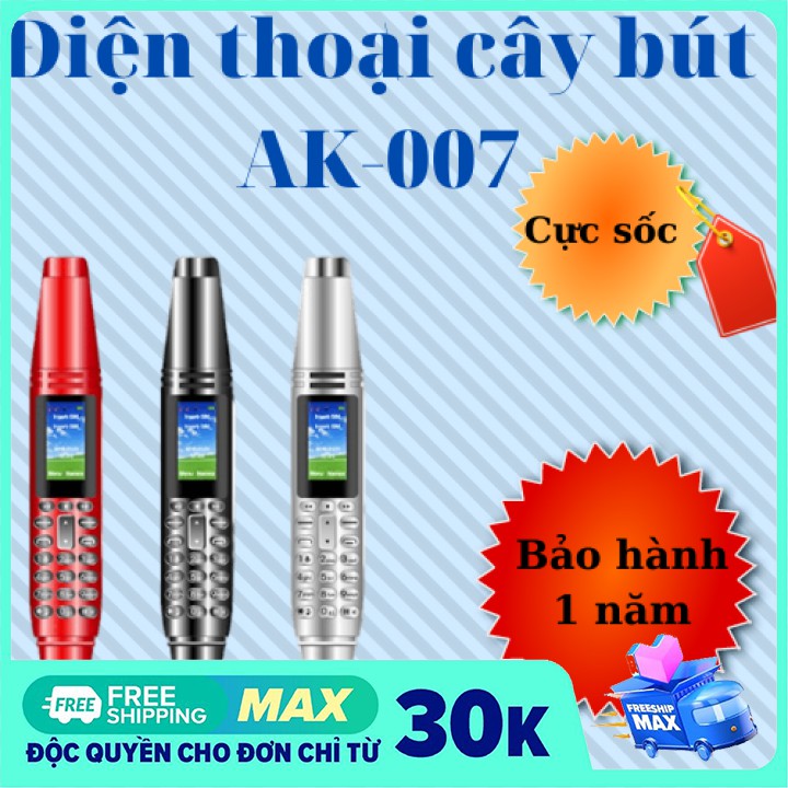 [Sốc] Điện thoại mini hình cây bút HOPE AK007 2 sim sóng giá rẻ-Bảo hành 12 tháng