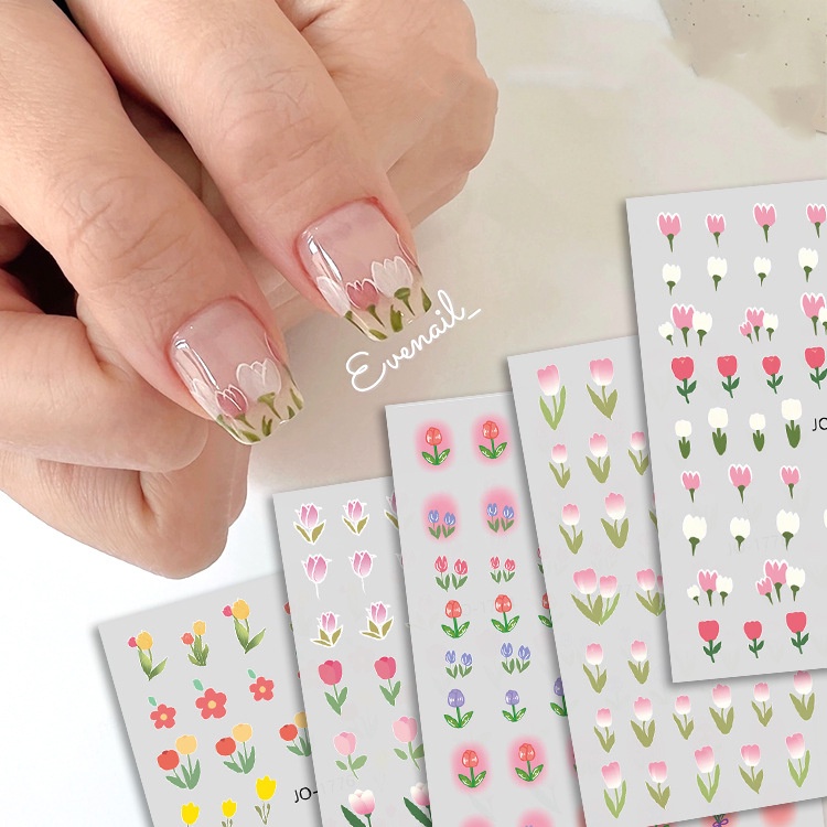 Miếng Dán Trang Trí Móng Tay Chống Thấm Nước Hình Hoa Tulip