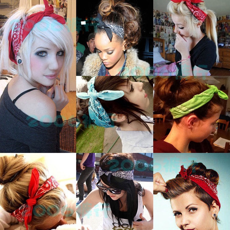 Khăn trùm đầu phong cách Hàn Quốc có in họa tiết kích thước 60x60cm cho nữ