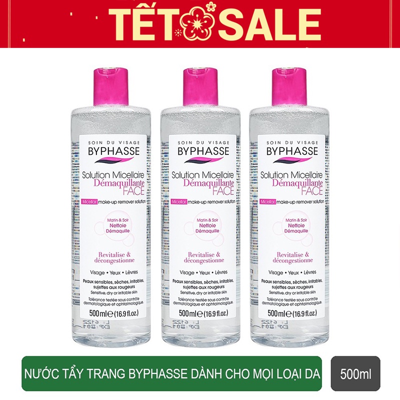 Nước Tẩy Trang BYPHASSE 500ml Micellar Water Làm Sạch Sâu Phù Hợp Với Mọi Loại