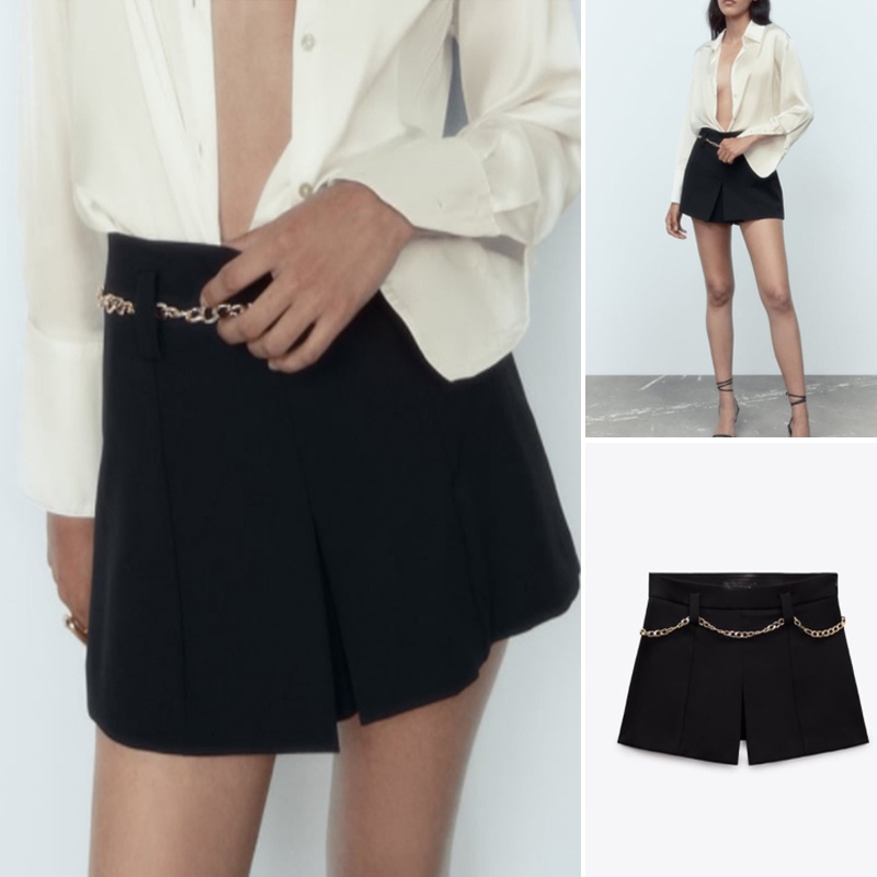 Zara Quần Culottes Lưng Thấp Xếp Ly Phối Dây Xích Phong Cách Âu Mỹ Thời Trang Mùa Thu 22 Màu Tùy Chọn1608234