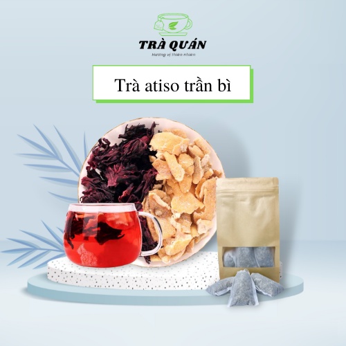 Trà atiso trần bì, trà thảo mộc dưỡng nhan thanh nhiệt hộp 10 gói, hộp 10 túi lọc.