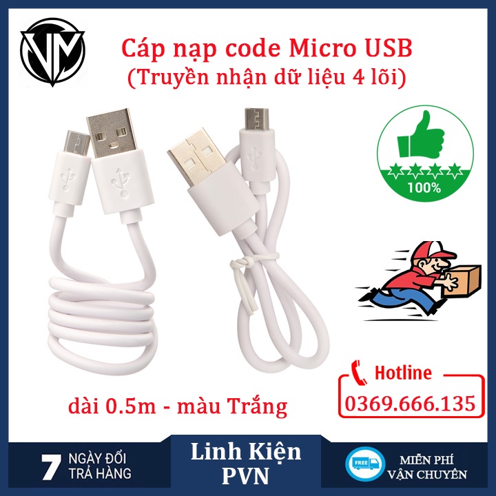 Cáp nạp code cho NodeMCU ESP8266 CH340/CP2102, ESP32, sạc điện thoại tốc độ cao