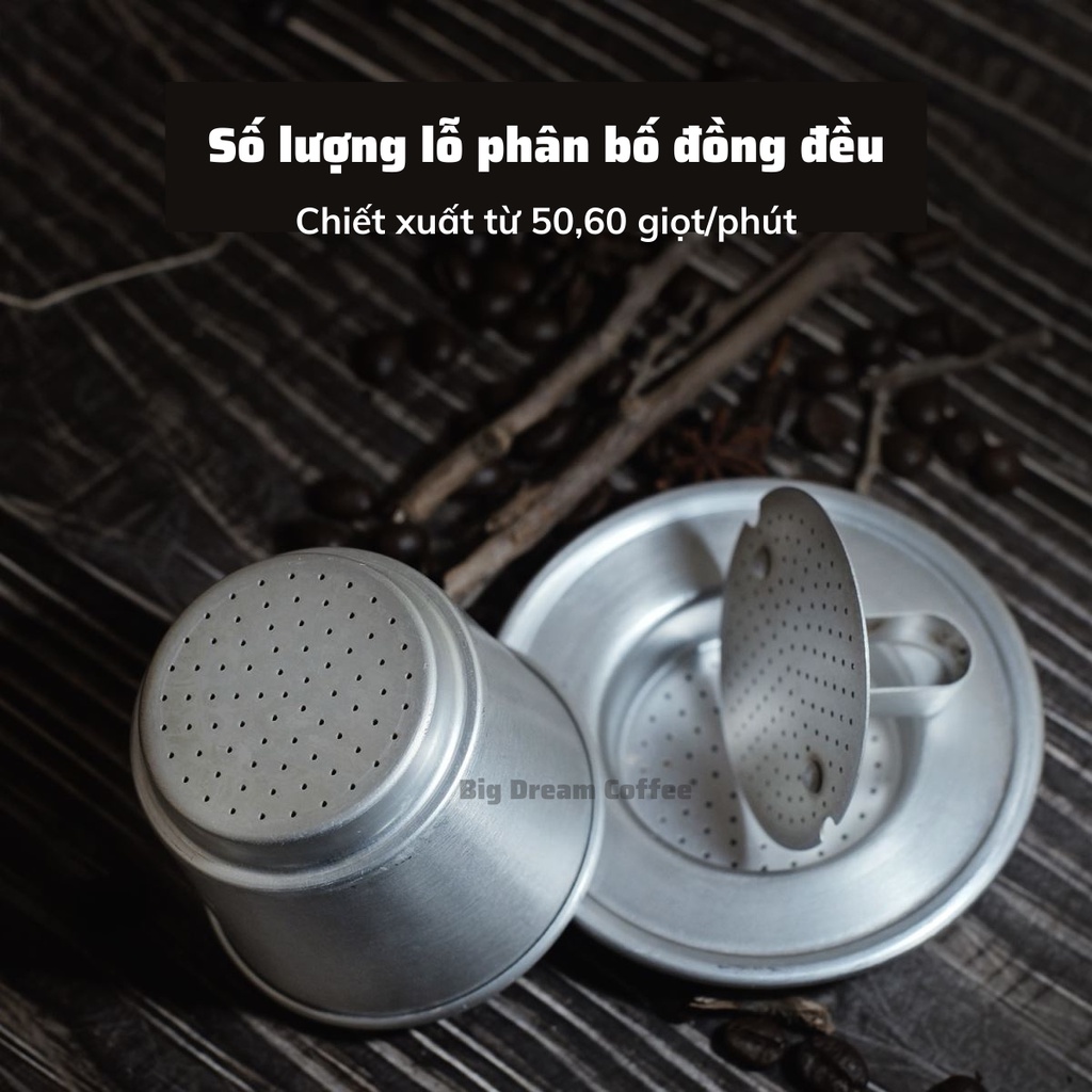 Phin Inox pha cafe nguyên chất cao cấp phin nhôm trung nguyên nắp vặn giữ hương vị đậm đà truyền thống