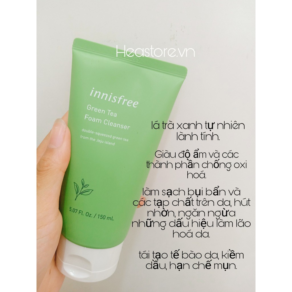 [HOT]Sữa Rửa Mặt Chiết Xuất Từ Trà Xanh Innisfree Green Tea Foam Cleanser