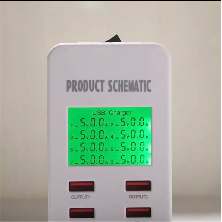 Ổ cắm USB 8 cổng Sạc Màn Hình Hiển Thị LCD Đế Sạc Cho Điện Thoại Thông Minh