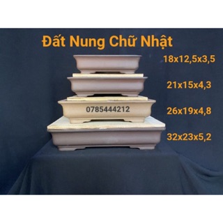 Chậu bonsai chữ nhật vành miệng