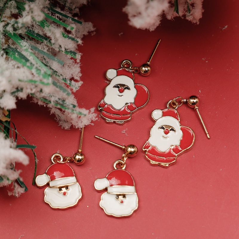 1 Cặp Bông Tai Hợp Kim Hình Ông Già Noel / Cây Thông / Chuông Giáng Sinh Dễ Thương Cho Nữ