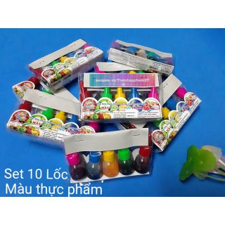 COMBO 10 Set Màu Thực Phẩm Nguyên Liệu Làm Slime