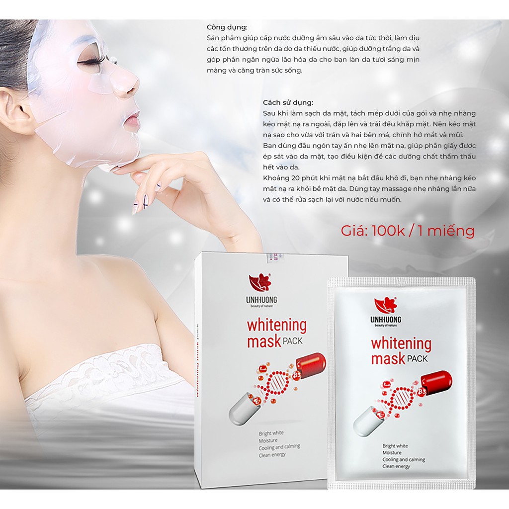 MẶT NẠ DƯỠNG DA [ FREE SHIP] MẶT NẠ DƯỠNG DA WHITENING MASK PACK LINH HƯƠNG, DỊU MÁT, TĂNG ĐỘ ẨM CHO DA, CHỐNG LÃO HÓA