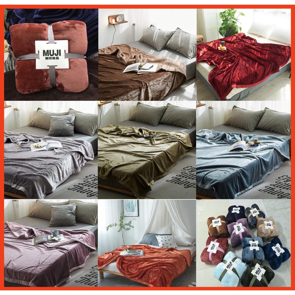 Chăn Lông Cừu MuJi 2 Lớp Siêu Mềm Mịn Sang Chảnh Cao Cấp (Kích Thước 2mx2m3) | BigBuy360 - bigbuy360.vn