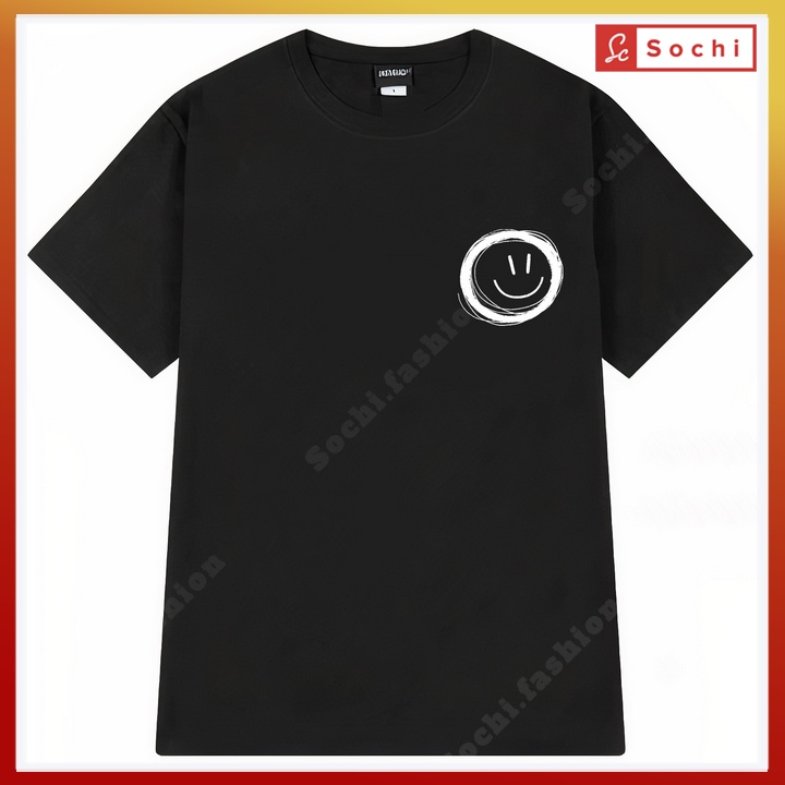 Áo phông nam tay ngắn cổ tròn,áo thun nam cộc tay thoáng mát thời trang in hình mặt cười CZ622