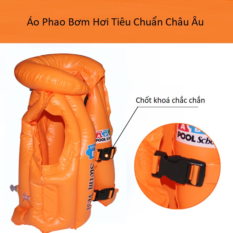 ÁO PHAO BƠI CHO BÉ TRAI, BÉ GÁI LOẠI BƠM HƠI GỌN NHẸ, TIÊU CHUẨN CHÂU ÂU SIZE 10-30KG