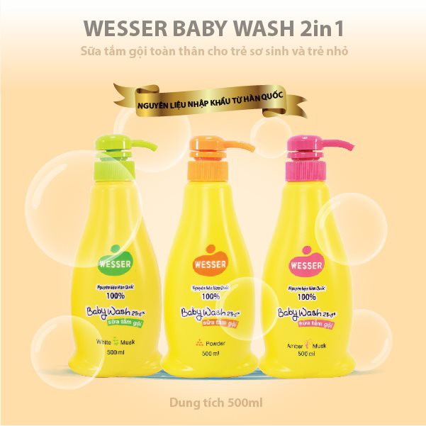 Sữa tắm gội Wesser 200ml - 500ml, 2 trong 1