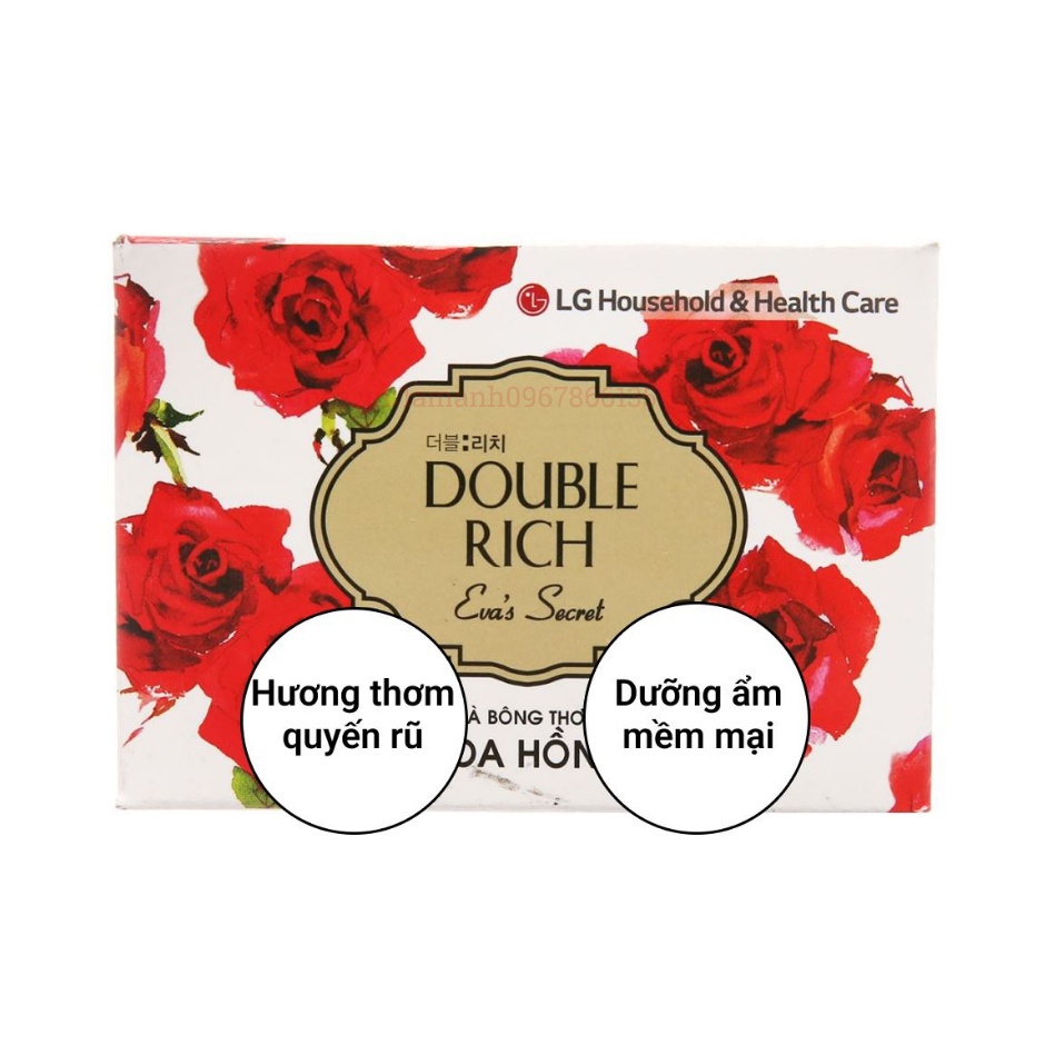 Xà Phòng Tắm Double Rich 90g Hương Hoa Hồng – Lily – Iris – Bánh Xà Bông Cục Thơm Hộp 90g Nhập Khẩu Hàn Quốc