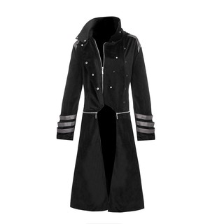 Men Gothic  Hooded Trench Party Costume Tailcoat Long Sleeve Jacket