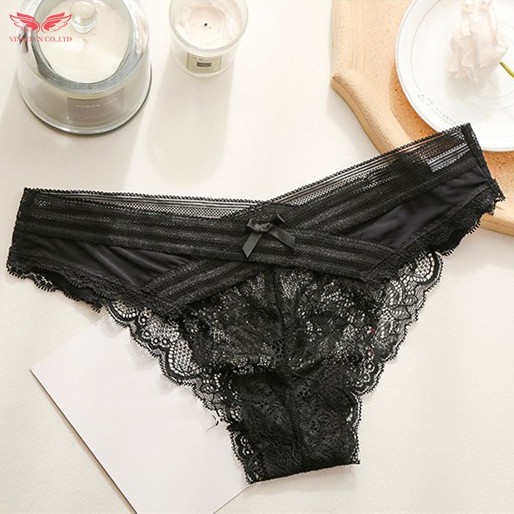 Quần Lót Ren Nữ VINGO Cạp Trễ Đai Đan Chéo Trước Thoáng Khí Đáy Lót Cotton Kháng Khuẩn Ôm Mông Quyến Rũ VNGO Q131