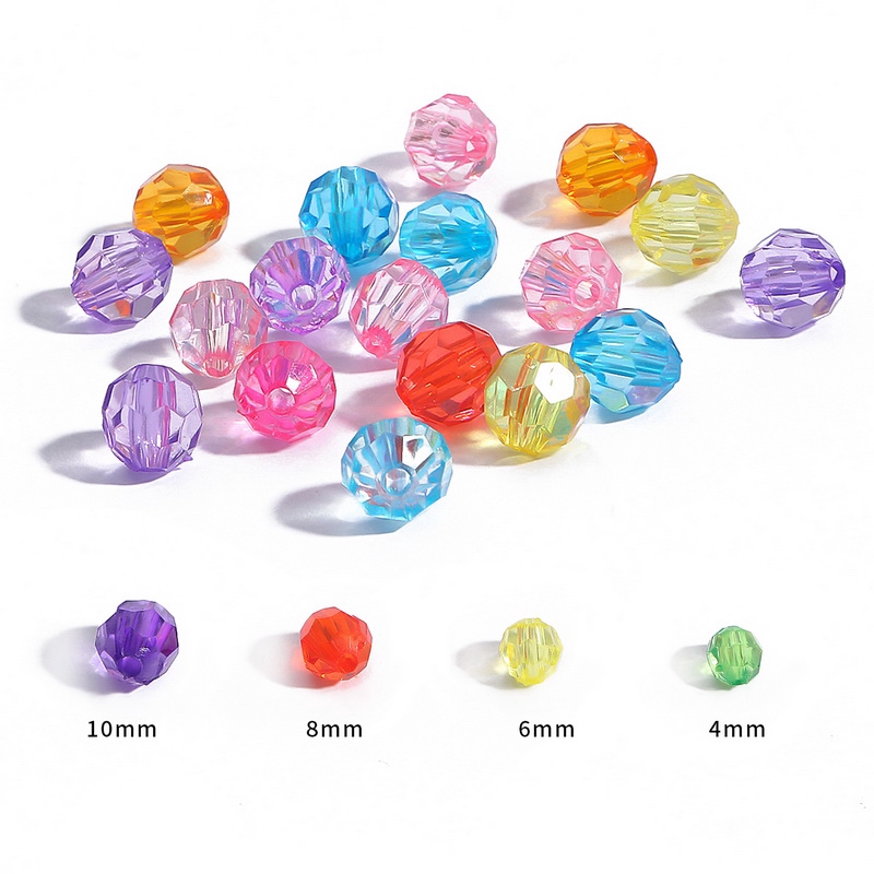 Chuỗi hạt tròn bằng acrylic dùng làm trang sức kích thước 6mm 8mm 10mm 12mm