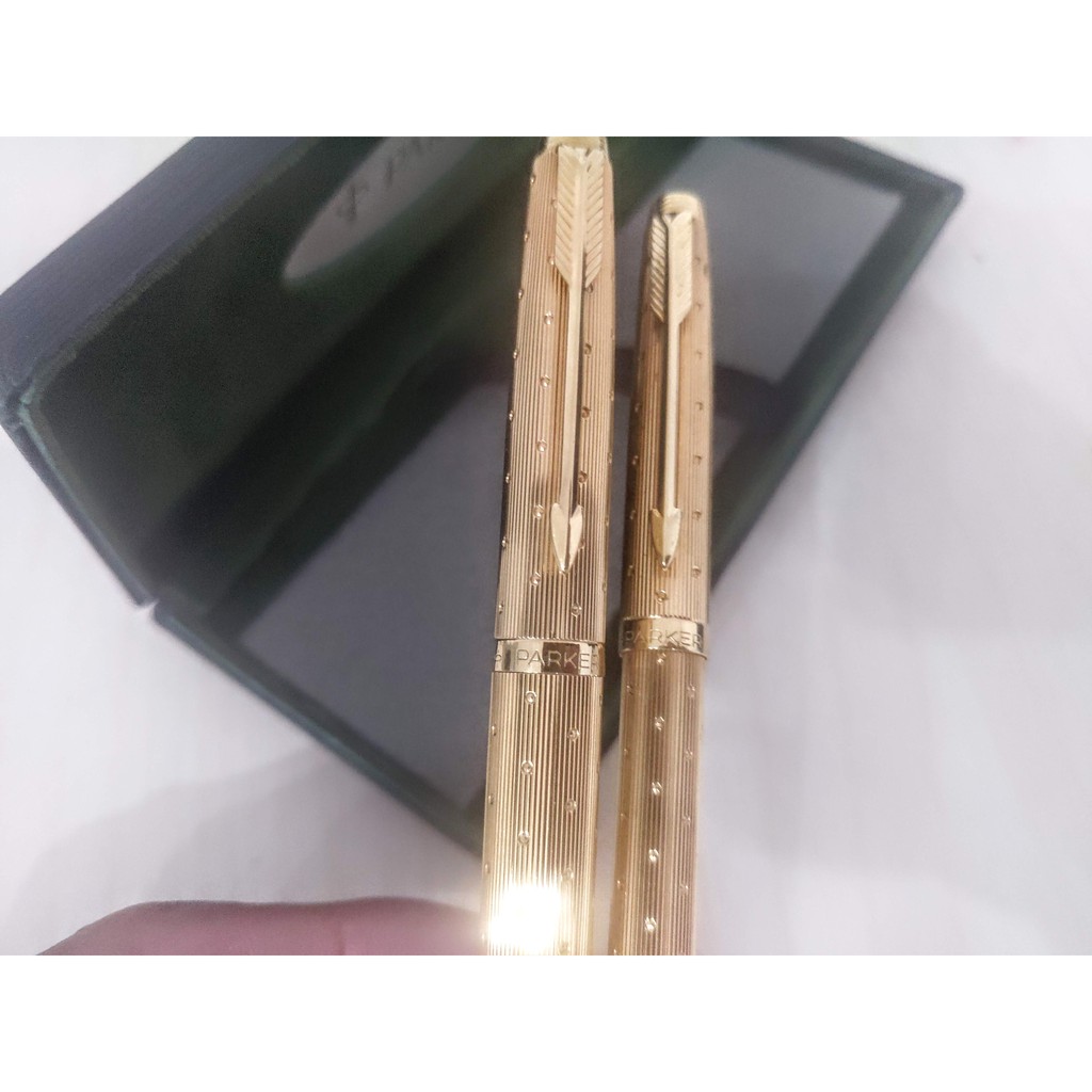 Bộ 2 bút Parker 75 PERLE - Mạ vàng 22K - Bút máy và bút bi - Place Vendome fountain pen &amp; ballpoint pen - Made in France