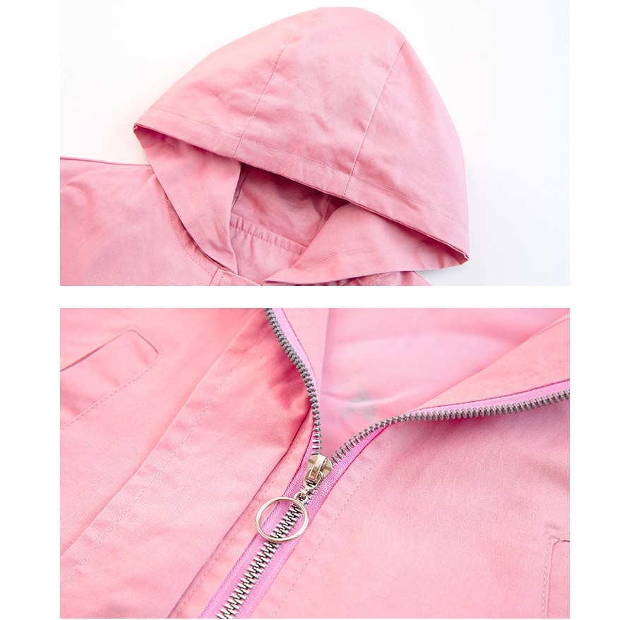 Áo khoác gió bé gái Size 17-48kg chất liệu vải kaki dây rút bo gấu phối  hoa dây thêu xinh xắn AK30