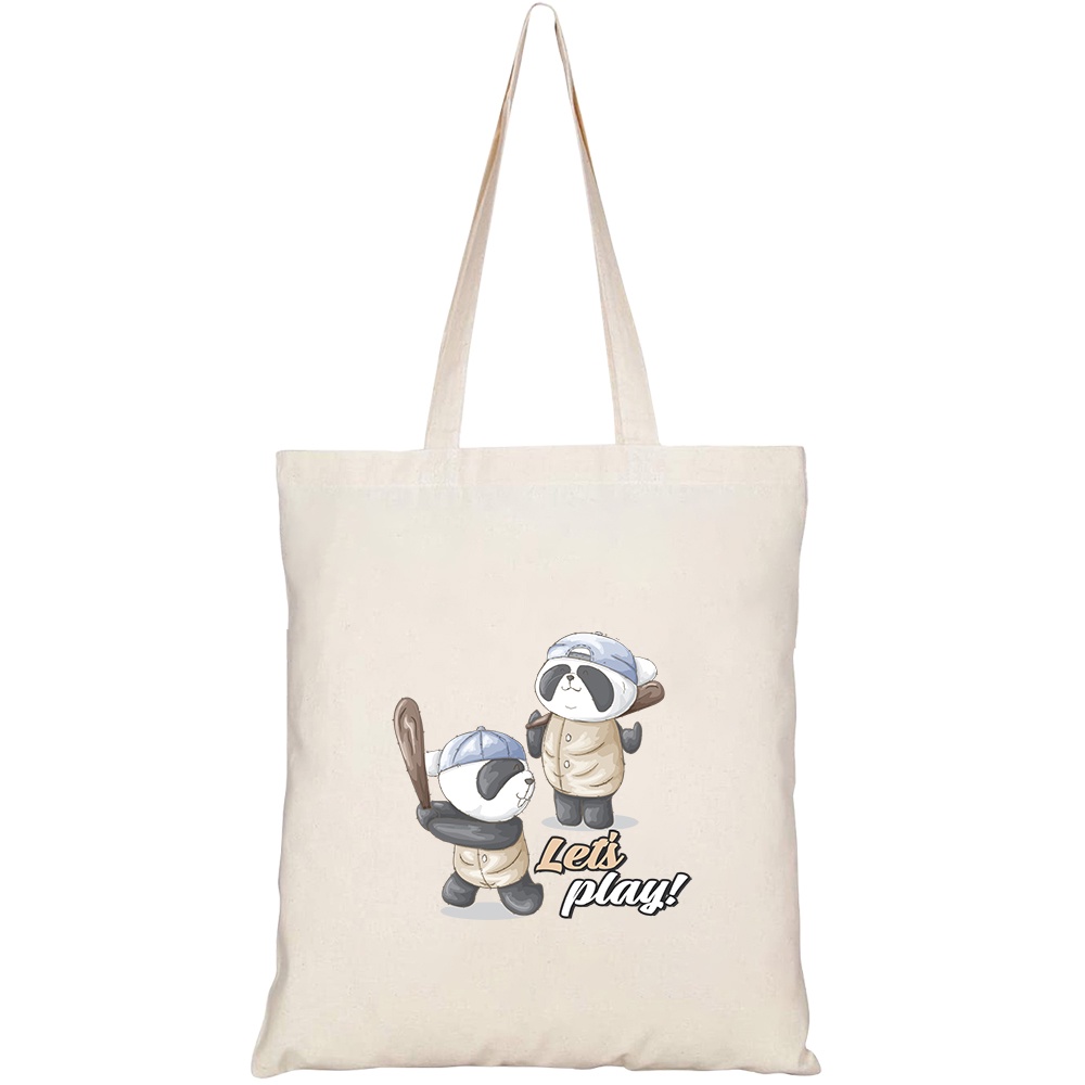 Túi vải tote canvas HTFashion in hình cute panda pattern set HT207