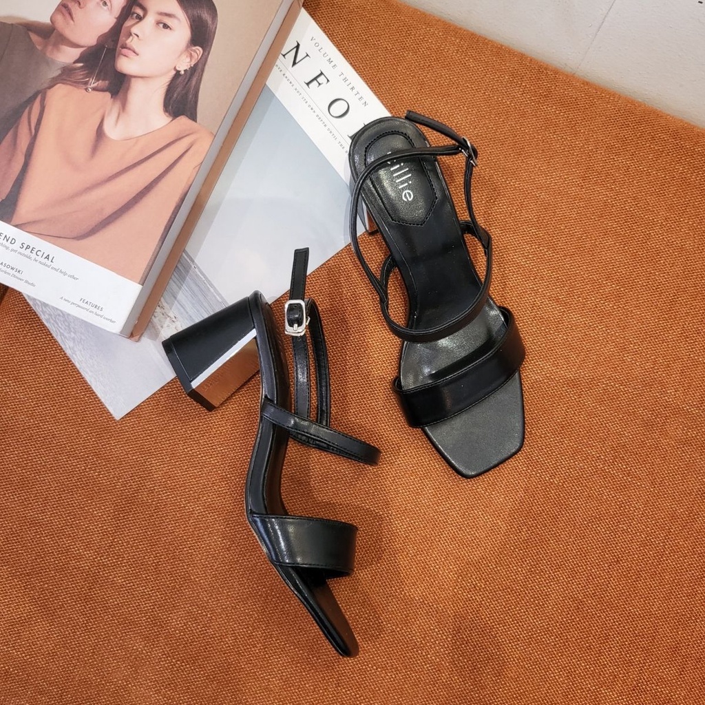 Giày Cao Gót Sandal Nữ Cillie Gót Xéo Cao 5p Phối Mũi Vuông Thời Trang Văn Phòng, Dạo Phố 1083