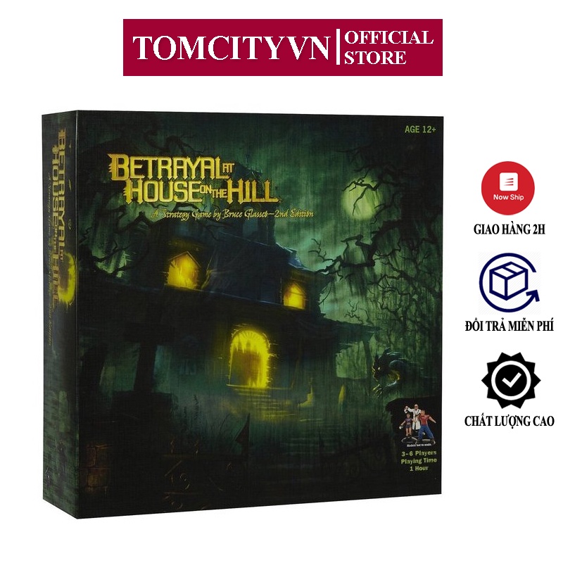 Bộ trò chơi Betrayal At House On The Hill Tomcity thể loại thám hiểm ngôn ngữ Tiếng Anh Cho Nhóm 3-6 Người