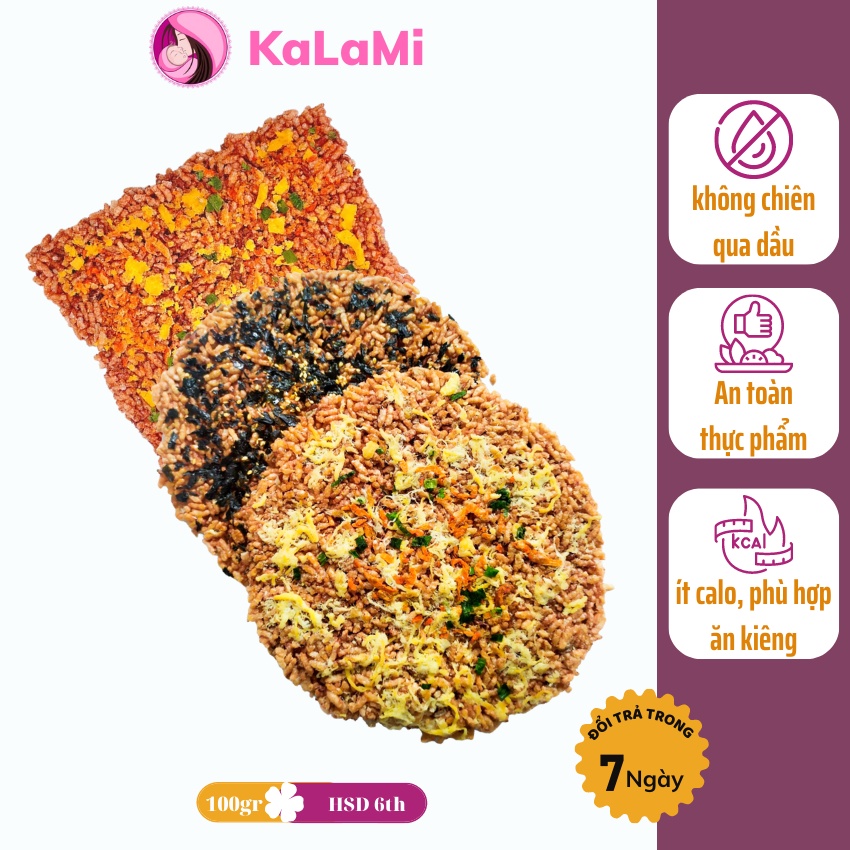 Cơm Cháy Gạo Lức Rong Biển, Chà Bông Ức Gà, Trứng Muối ăn vặt giảm cân, eatclean (100gr) KaLaMi