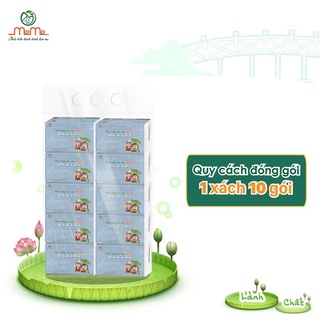 1 Xách 10 Gói/Khăn Giấy Cao Cấp MỄ MỄ 4 Lớp,300 Tờ 120x180mm Chất liệu: 100% bột giấy nguyên sinh từ rừng tự trồng