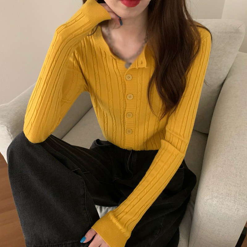 Áo Khoác Cardigan Tay Dài Dáng Ôm Phong Cách Retro Xinh Xắn Dành Cho Nữ