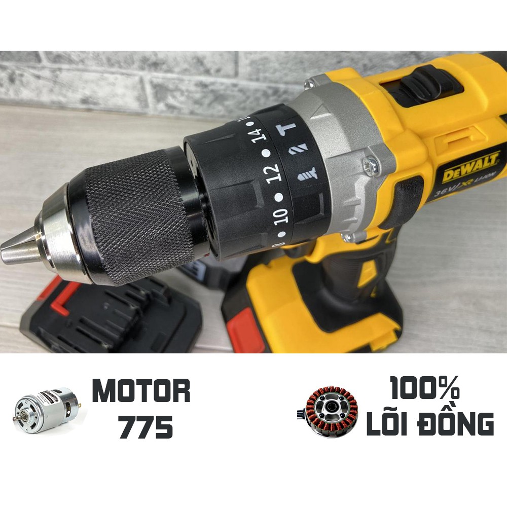 Máy Khoan Pin Dewalt 36V Có Búa - Máy Bắt Vít Đa Chức Năng - Tặng Pin Dự Phòng