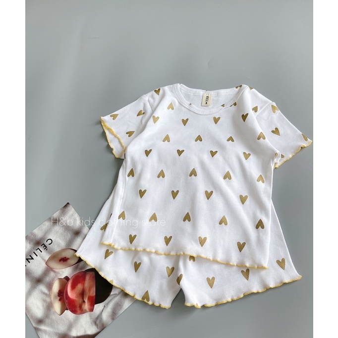 NT016 Bộ cộc, ngắn tay thun cotton bozip viền bèo hoạ tiết cho bé gái