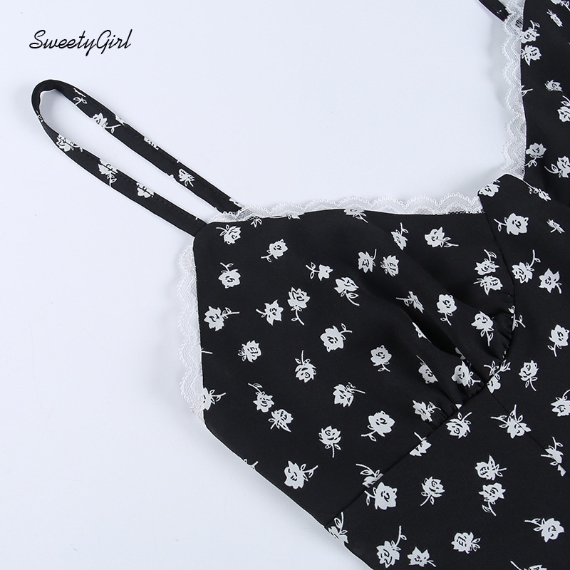 Đầm Ôm Hai Dây Cổ Chữ V Hở Lưng In Họa Tiết Hoa Có Khóa Kéo Dành Cho Nữ