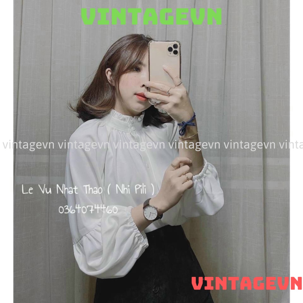 Áo babydoll cổ bèo tiểu thư A256 quảng châu Thời trang Xmin huongmitxu vintagevn